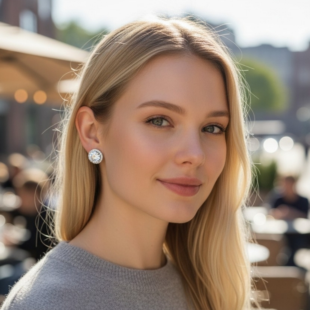 4.36 CTW Moissanite Halo Studs - VVS Clarity - Sterling Silver - NWT